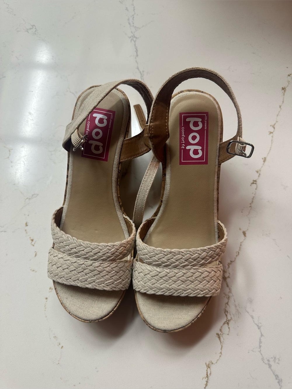 DITA Beige Braided Slingback Sandals